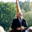 Kong Harald taler før kopien av Osebergskipet sjøsettes i Tønsberg (Foto: Håkon Mosvold Larsen / NTB scanpix)